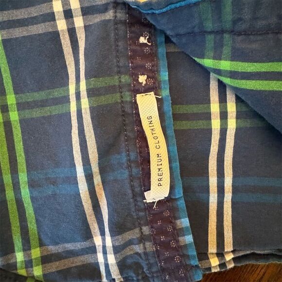 Denim‎ & Flower Men's XL Blue Plaid Long Sleeve Button-Up Shirt - Picture 3 of 5